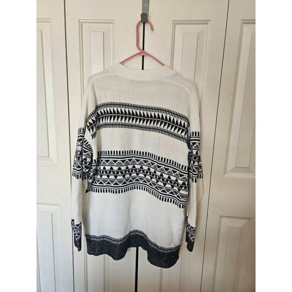 Express aztec oversized cardigan black white waffle knit xs s - Picture 2 of 5